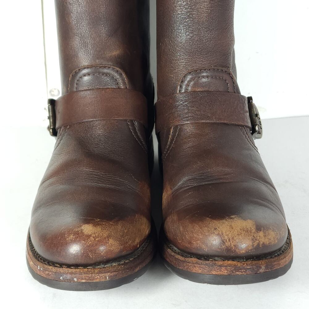 Frye Women's Veronica Slouch US 7,5B Brown Distressed Leather Engineer Boots - Picture 4 of 16